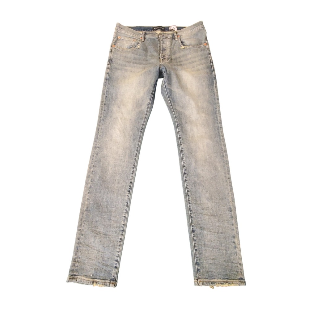 Purple Brand P001 Slim Fit Jeans Mens 34 Light Indigo Distressed Denim NWT